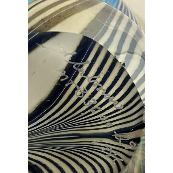 1996 Stuart Abelman Iridescent Pulled Feather Art Glass Frosted Body Teddy Bear - Picture 15 of 16